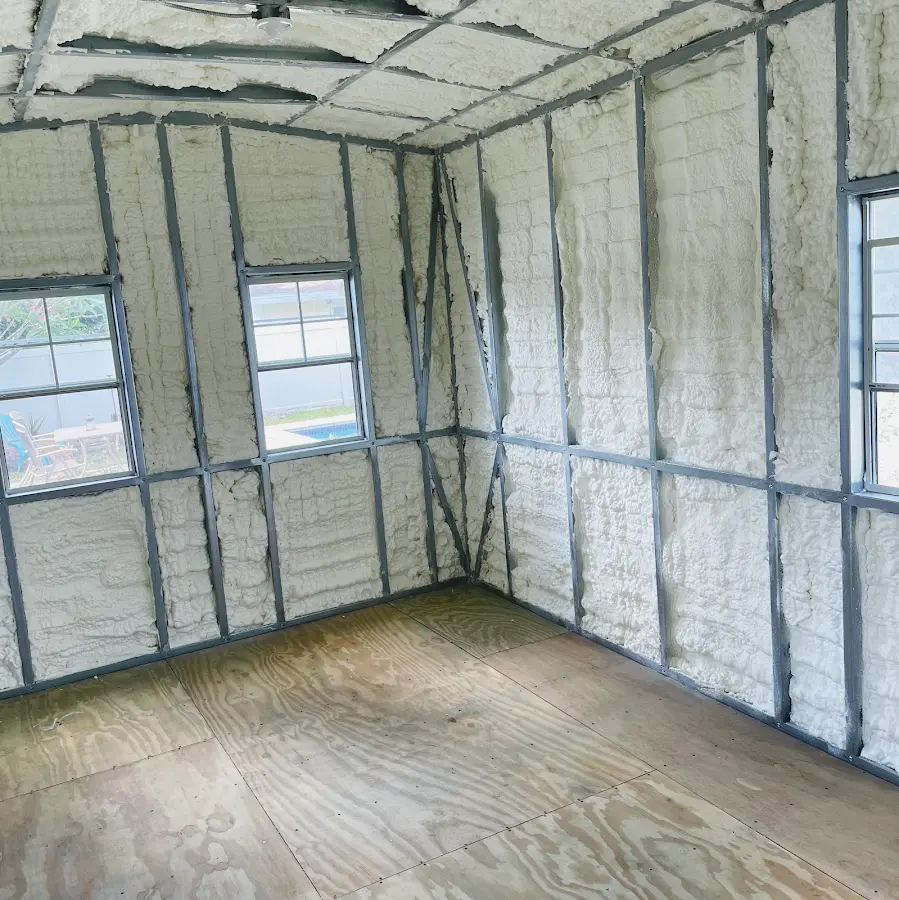 Closed-cell spray foam insulation applied to wall cavities in a residential project in Maxatawny